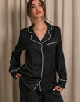 Nyla Satin Long Pajama Set - Black-Fascinating_Nights