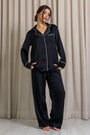 Nyla Satin Long Pajama Set - Black-Fascinating_Nights