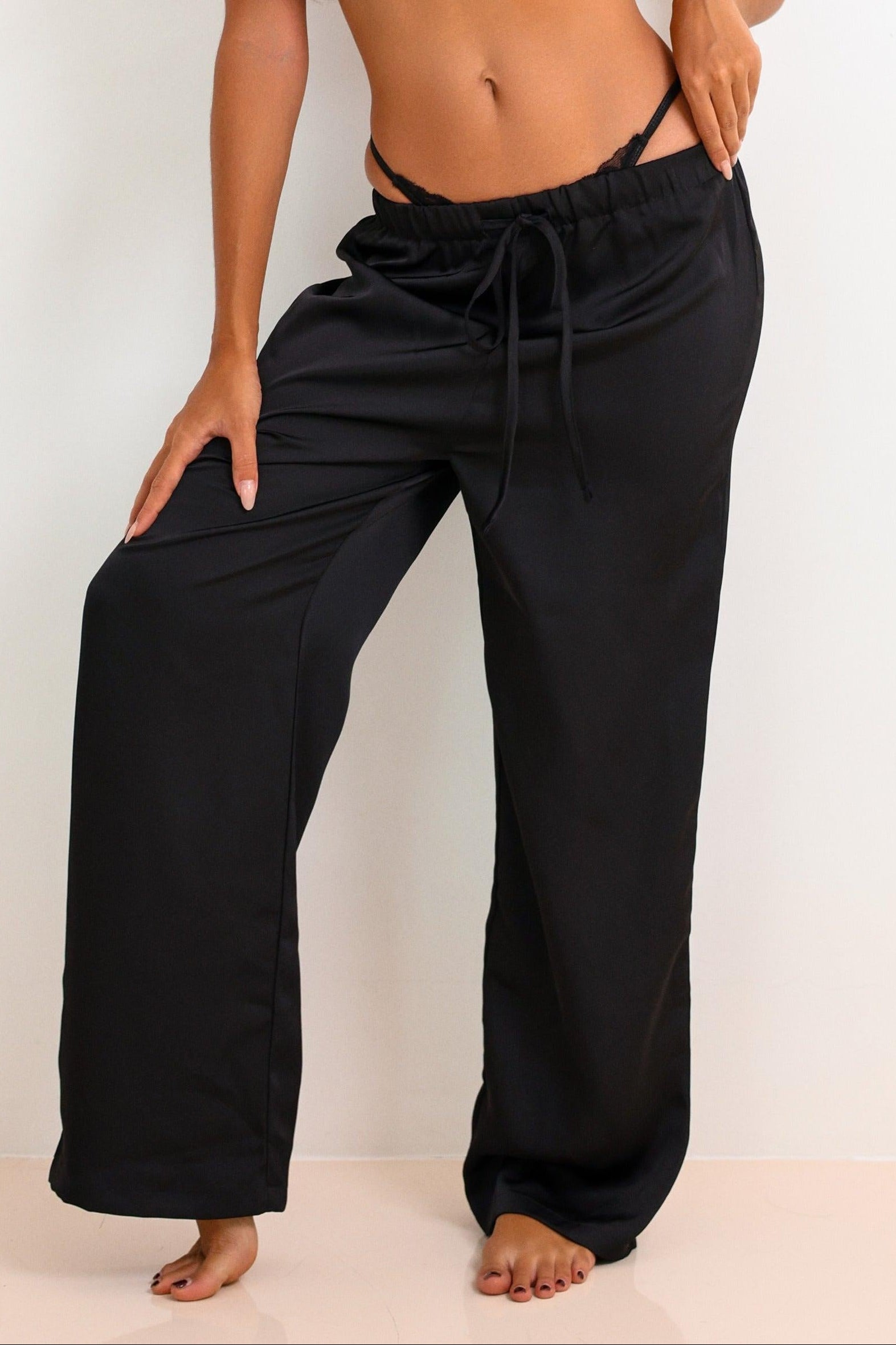 Nyla Satin Pants - Black-Fascinating_Nights