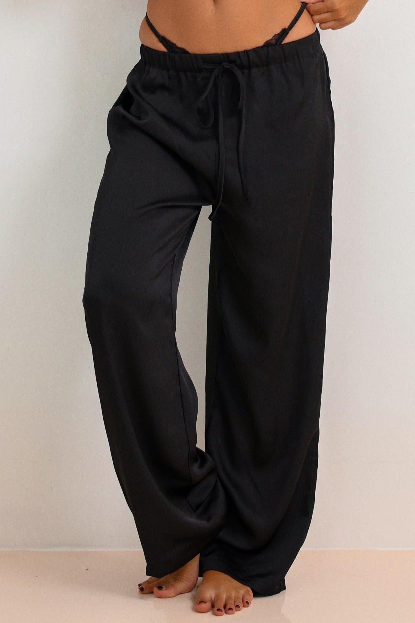 Nyla Satin Pants - Black-Fascinating_Nights