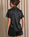 Nyla Satin Short Pajama Set - Black-Fascinating_Nights