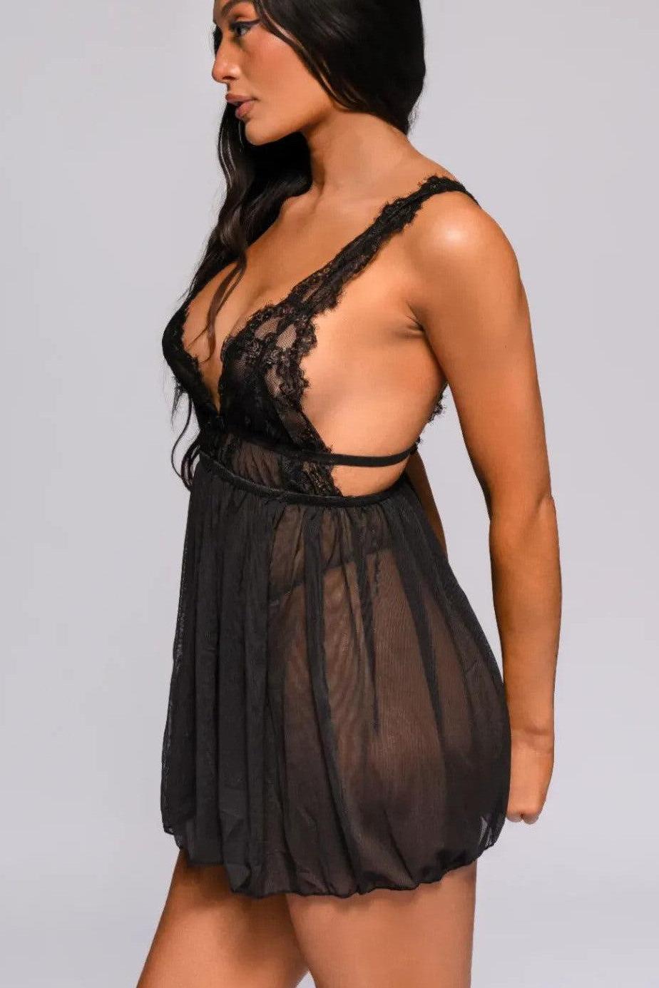 Nylah Babydoll Set - Black-Fascinating_Nights