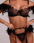 Raelynn Feather Lingerie Set - Black-Fascinating_Nights