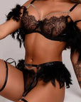Raelynn Feather Lingerie Set - Black-Fascinating_Nights