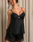 Réba Silk Cami Shorts Set - Black-Fascinating_Nights