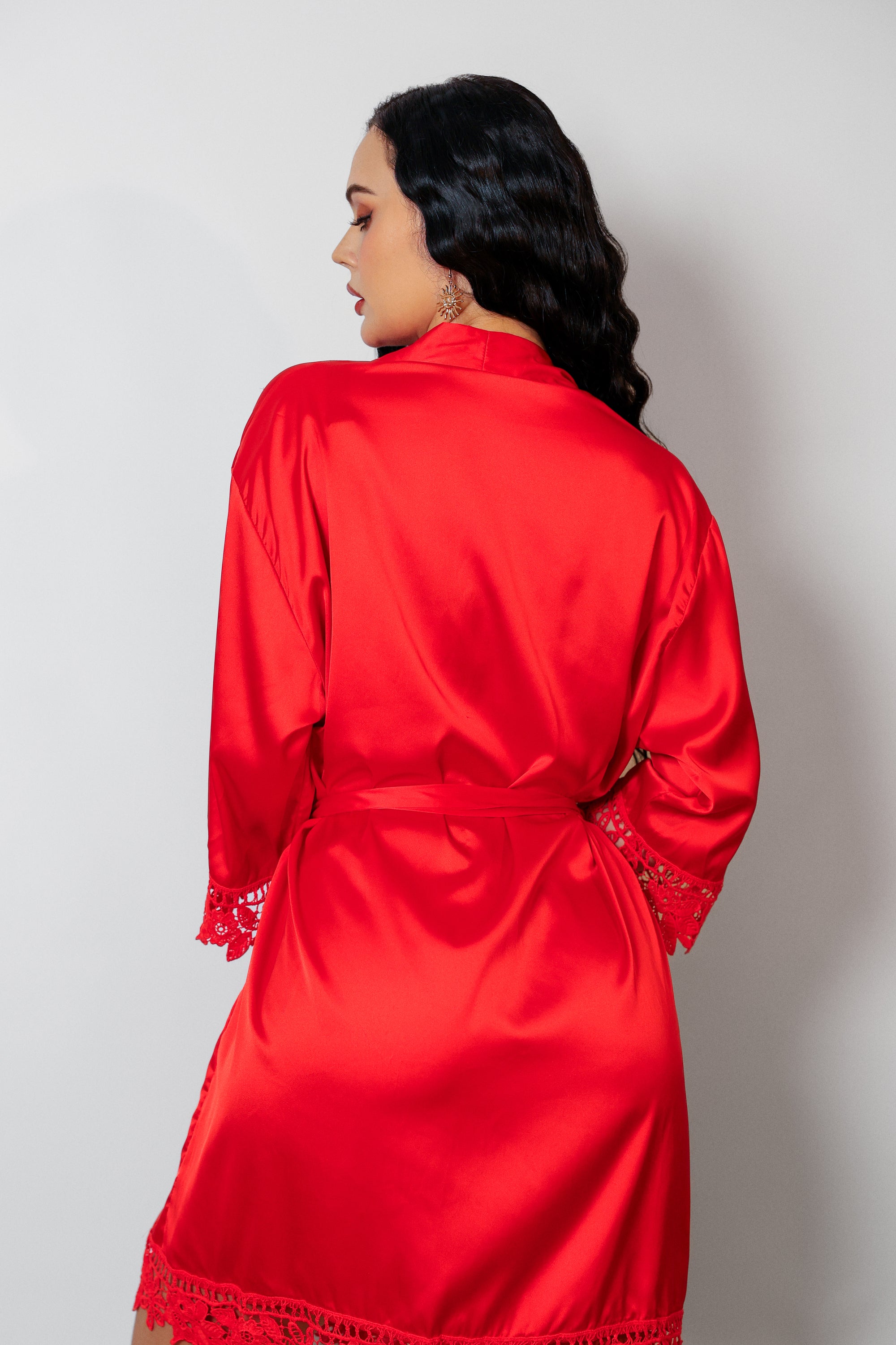 Regina Black Signature Silky Robe Set - Red-Fascinating_Nights