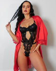 Regina Black Signature Silky Robe Set - Red-Fascinating_Nights