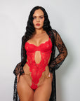 Regina Red Signature Lace Robe Set - Black-Fascinating_Nights