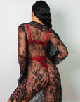 Regina Red Signature Lace Robe Set - Black-Fascinating_Nights