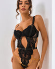 Regina Signature Lace Robe Set - Black-Fascinating_Nights