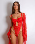 Regina Signature Lace Robe Set - Red-Fascinating_Nights