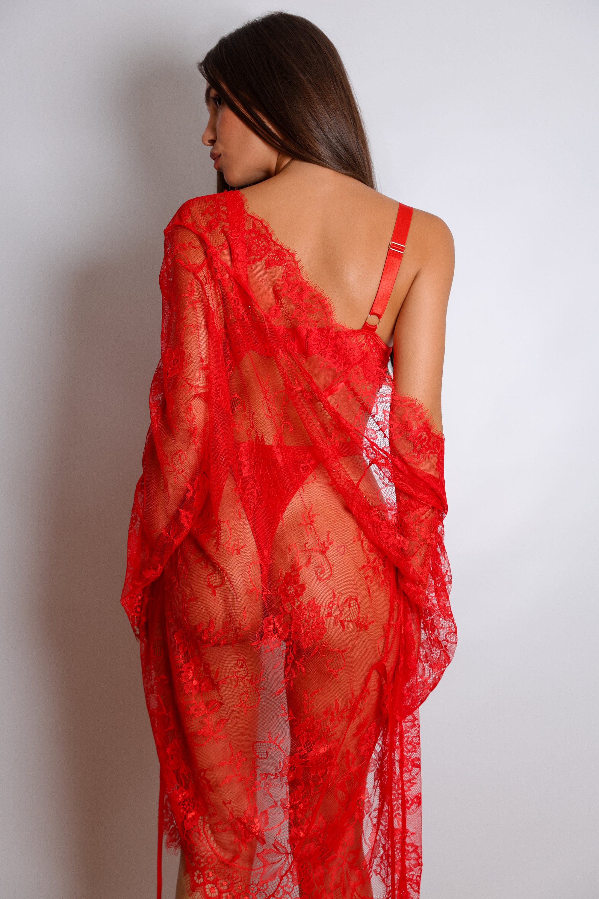 Regina Signature Lace Robe Set - Red-Fascinating_Nights
