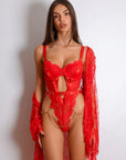 Regina Signature Lace Robe Set - Red-Fascinating_Nights