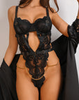 Regina Signature Silky Robe Set - Black-Fascinating_Nights
