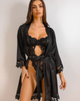 Regina Signature Silky Robe Set - Black-Fascinating_Nights