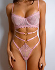 Roselle Heart-Strap Lingerie Set - Pink-Fascinating_Nights