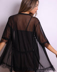 Aiah Lace Slip & Robe Set – Black