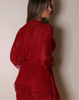 Aiah Lace Slip & Robe Set – Red
