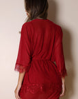 Aiah Lace Slip & Robe Set – Red