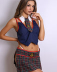 Aira Plaid Schoolgirl Costume Set – Navy