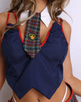 Aira Plaid Schoolgirl Costume Set – Navy