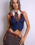 Aira Plaid Schoolgirl Costume Set – Navy