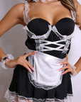 Aloura Lace-Up Maid Costume Set – Black