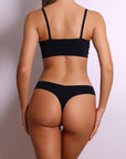 Aura Smooth Bralette & Thong Set - Black