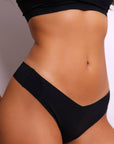 Aura Smooth Bralette & Thong Set - Black