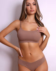 Aura Smooth Bralette & Thong Set - Coffee