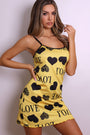 Beatrix Love Heart Satin Slip Dress - Yellow and Black