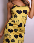 Beatrix Love Heart Satin Slip Dress - Yellow and Black