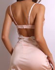 Celestine Satin Lace Slip Dress - Apricot