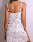 Daphne Ribbed Lace Heart Slip Dress - White