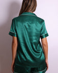 Harper Satin Short Pajama Set – Emerald Green