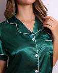 Harper Satin Short Pajama Set – Emerald Green