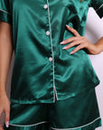 Harper Satin Short Pajama Set – Emerald Green