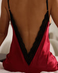Isabella Open Back Satin Slip Dress - Burgundy