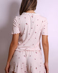 Ivy Strawberry Lace & Bow Pajama Set – Pink