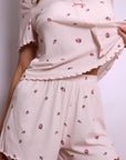 Ivy Strawberry Lace & Bow Pajama Set – Pink