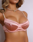 Liliana Satin Underwire Bra & Thong Set - Pink