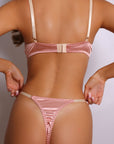 Liliana Satin Underwire Bra & Thong Set - Pink