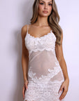 Livia Illusion Lace Lingerie Dress – White