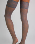 Lorelei Vintage Lace Thigh-High Stockings – Slate Gray