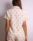 Lucy Cherry Print Short Pajama Set – Cream