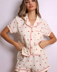 Lucy Cherry Print Short Pajama Set – Cream