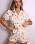 Lucy Cherry Print Short Pajama Set – Cream