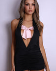 Luma Bow Lingerie Dress – Black