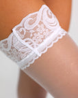 Monroe Classic Lace Thigh-Highs Stockings - White