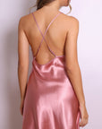 Penelope Satin Slip Dress - Blush Pink